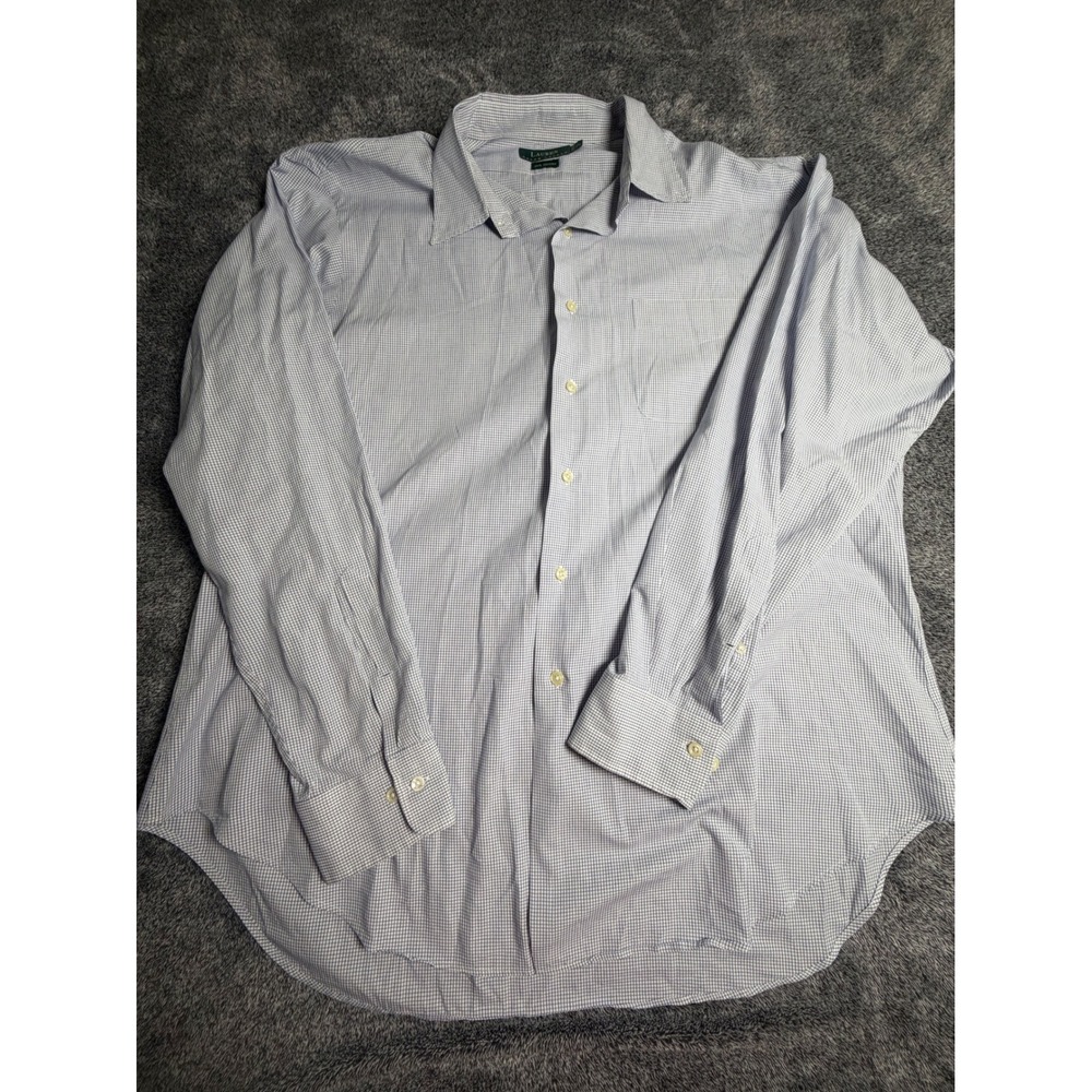 Lauren Ralph Lauren Blue White Check Cotton Button Down Shirt 17.5 36/37